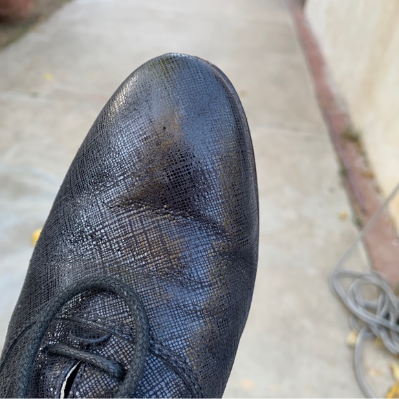 Tods Black Leather Metallic Shimmer Lace Up Oxford - Picture 8 of 13